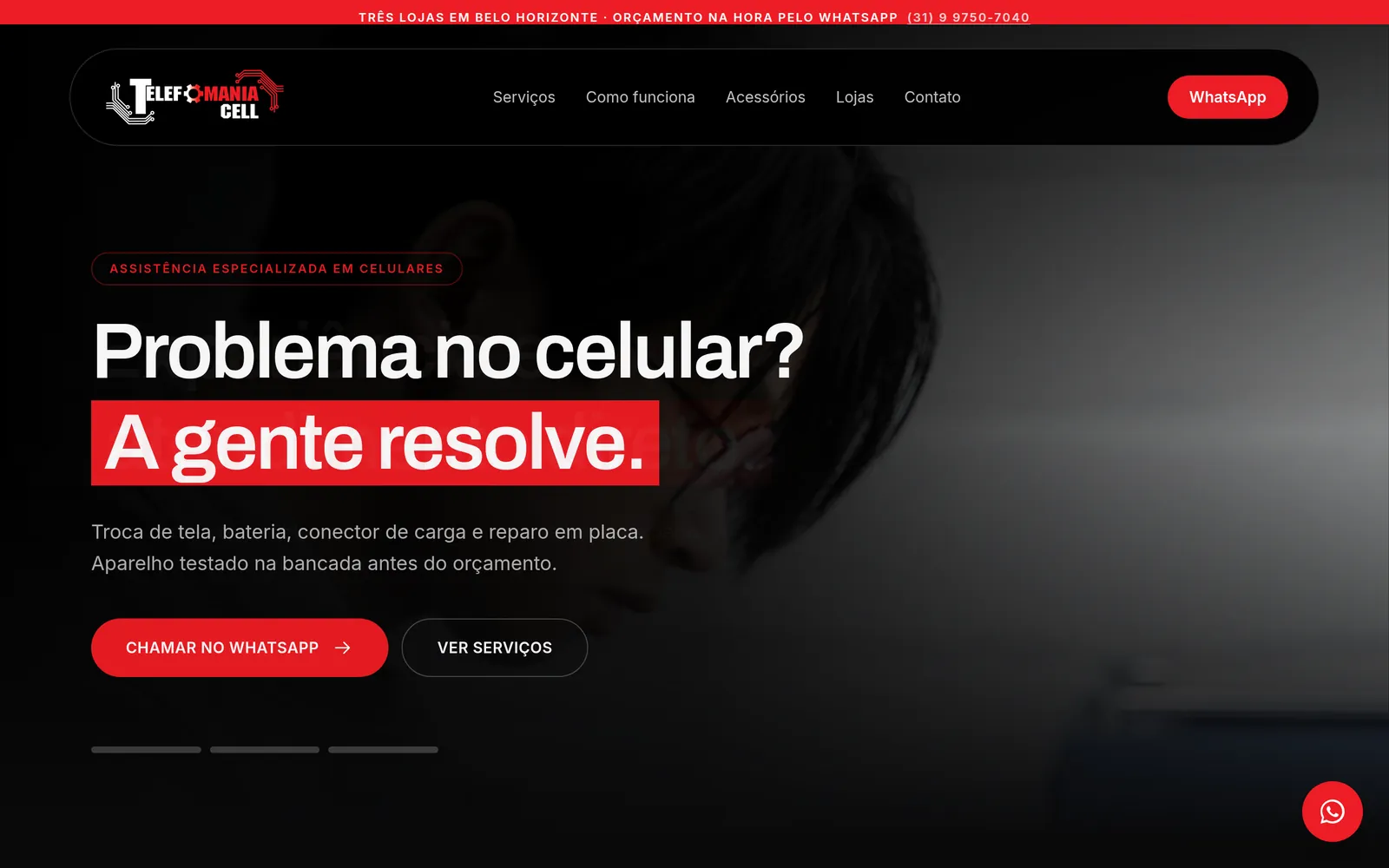 Página inicial da Telefomania Cell